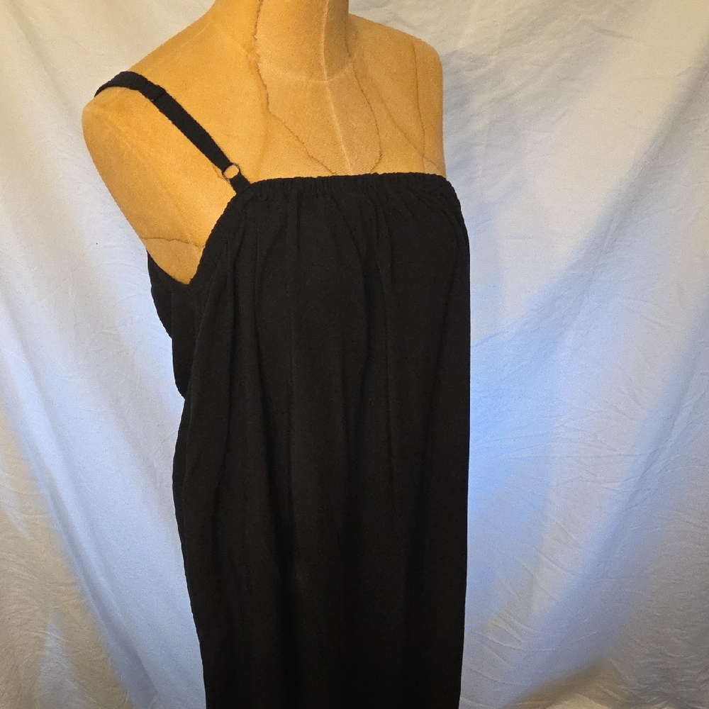 One Shoulder Strap Black Mid Dress